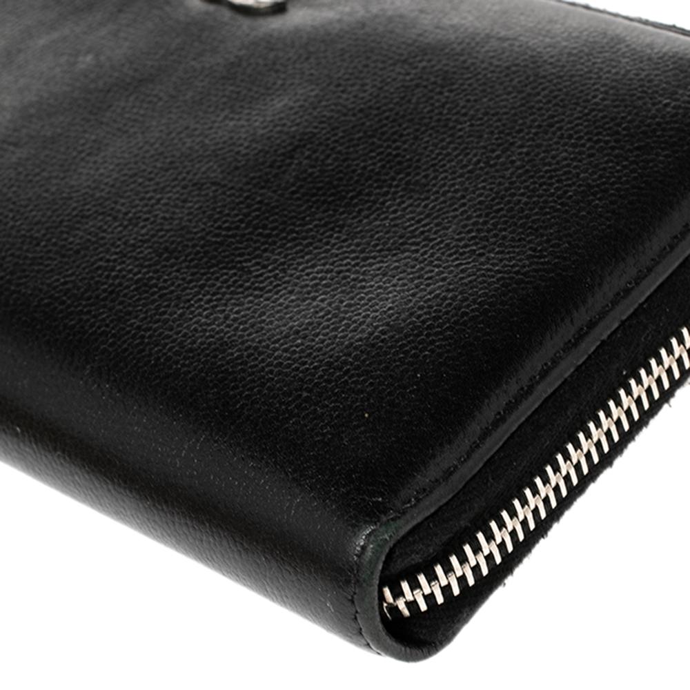 Chanel CC Brieftasche aus schwarzem Leder mit Reißverschluss 4