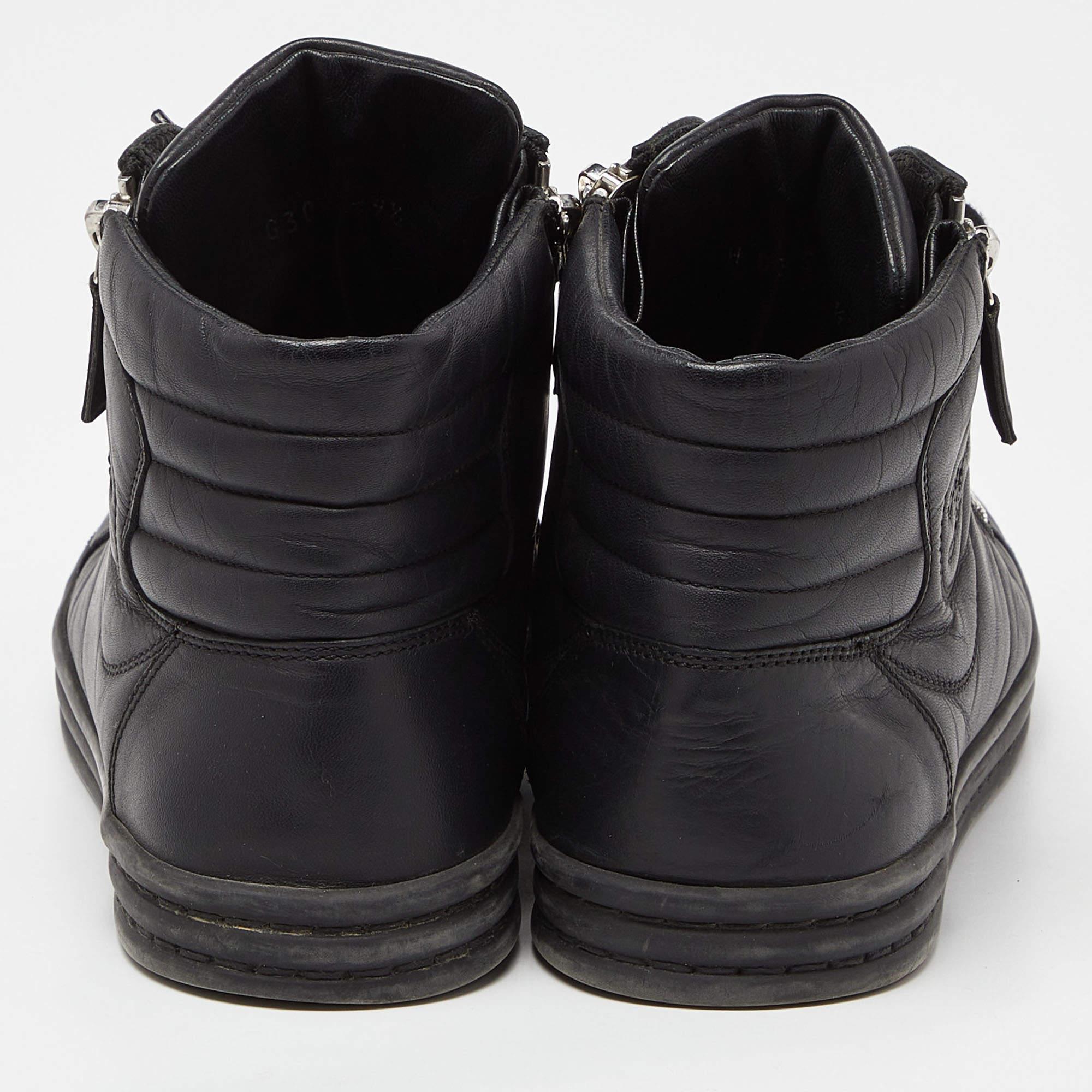 Chanel Black Leather CC Zip Link High Top Sneakers Size 39.5 4