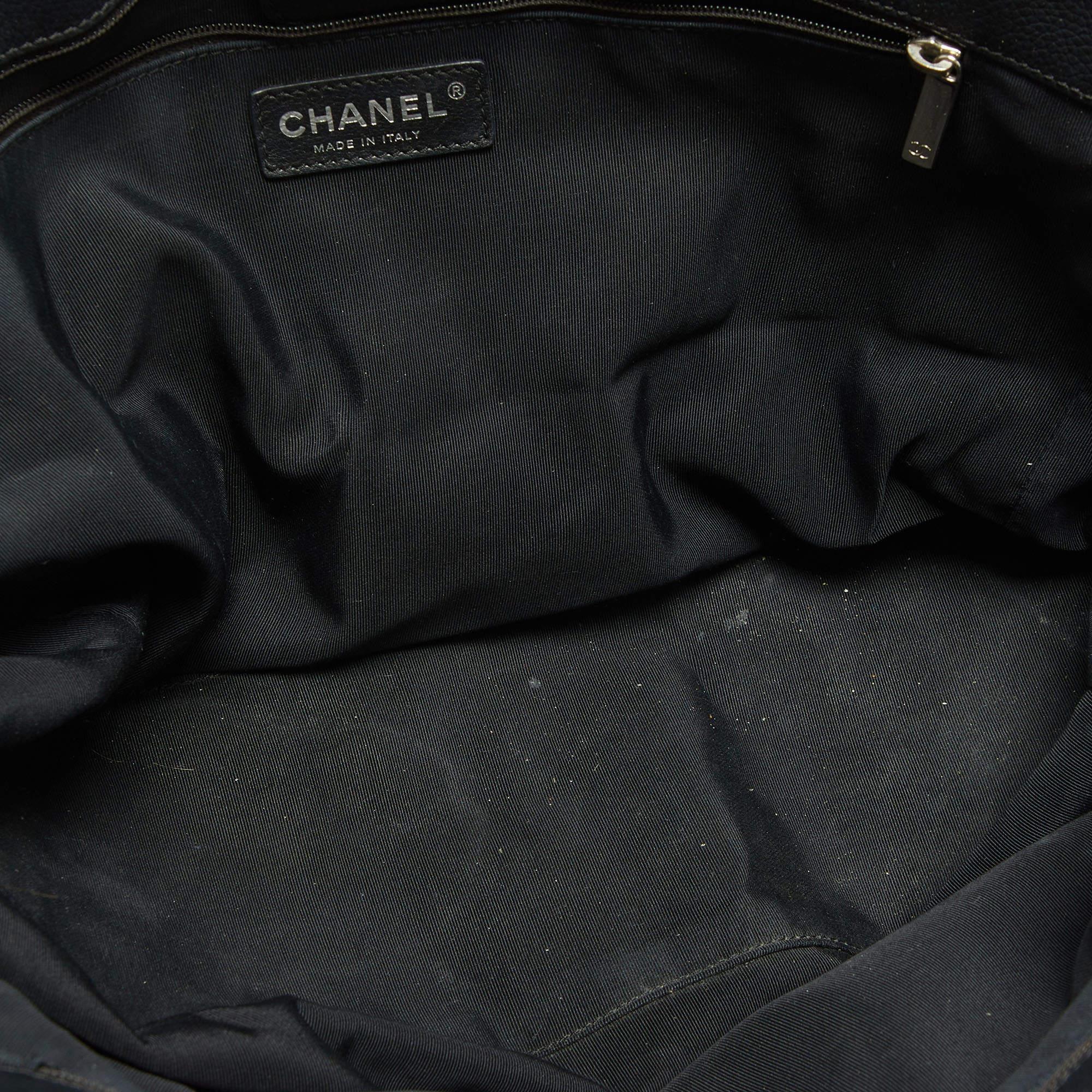 Chanel Black Leather Cerf Shopper Tote For Sale 8