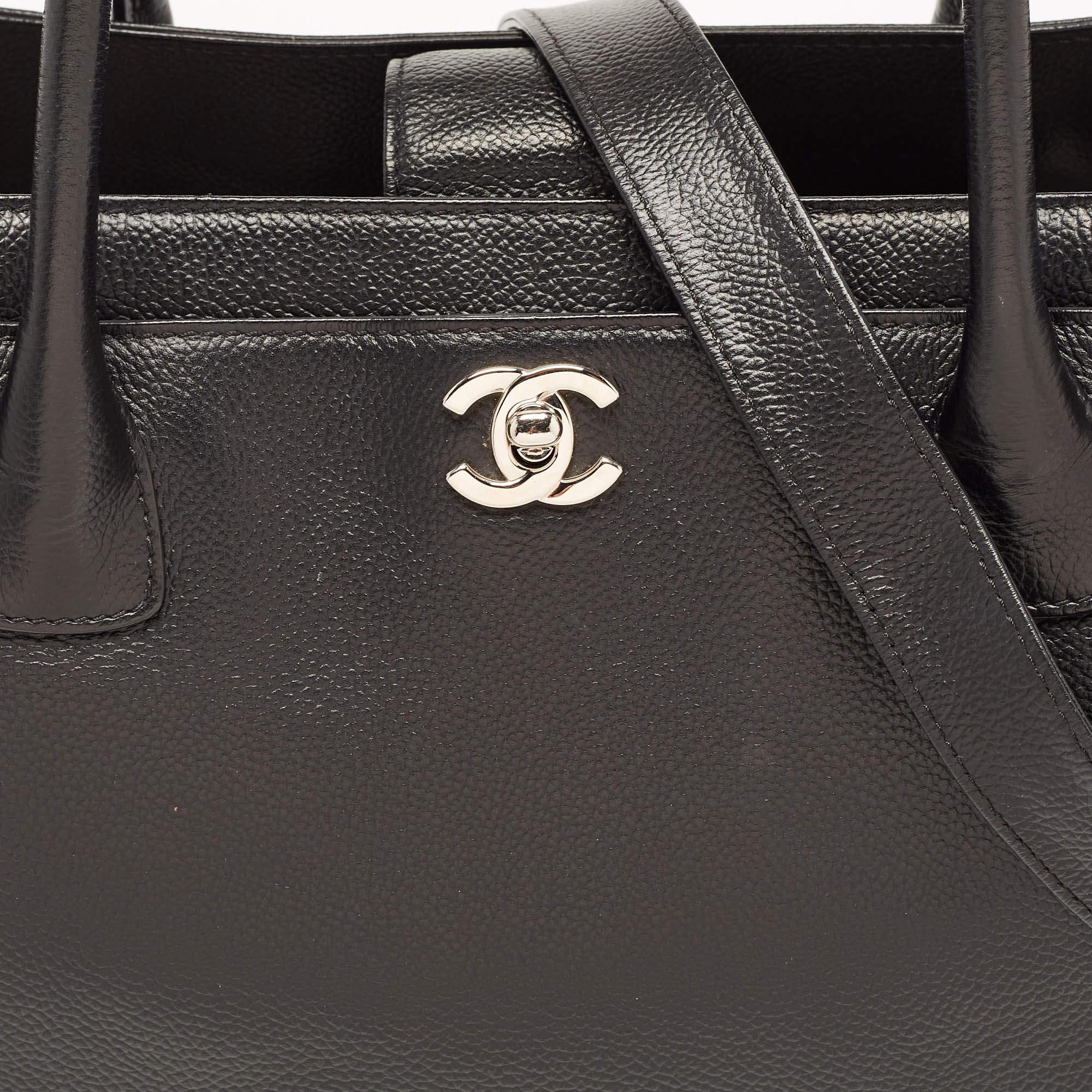 Chanel Black Leather Cerf Shopper Tote 10