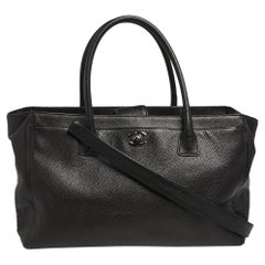 Chanel Black Leather Cerf Shopper Tote