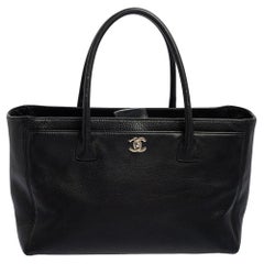 Chanel Black Leather Cerf Shopper Tote