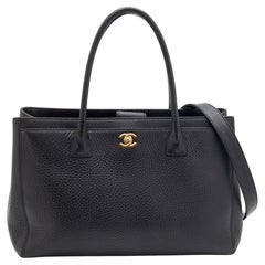 Chanel Black Leather Cerf Shopper Tote