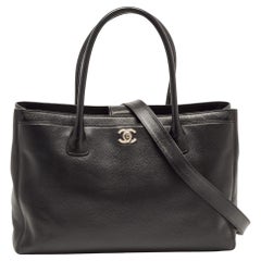 Chanel Black Leather Cerf Shopper Tote