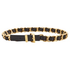 Chanel Cintura in pelle nera con fibbia A Link 70CM