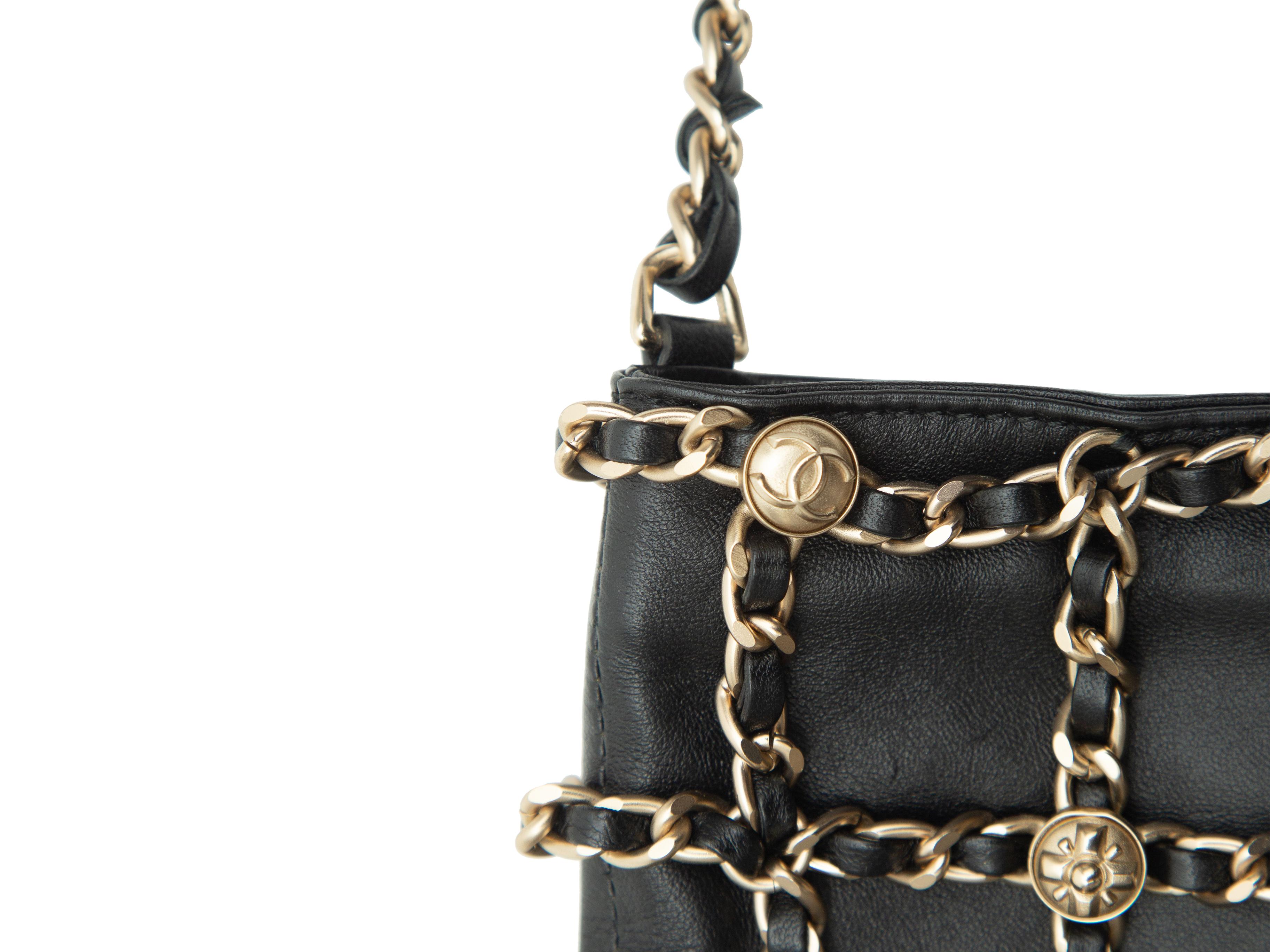 Chanel Black Leather & Chain-Link Phone Bag In Good Condition In New York, NY