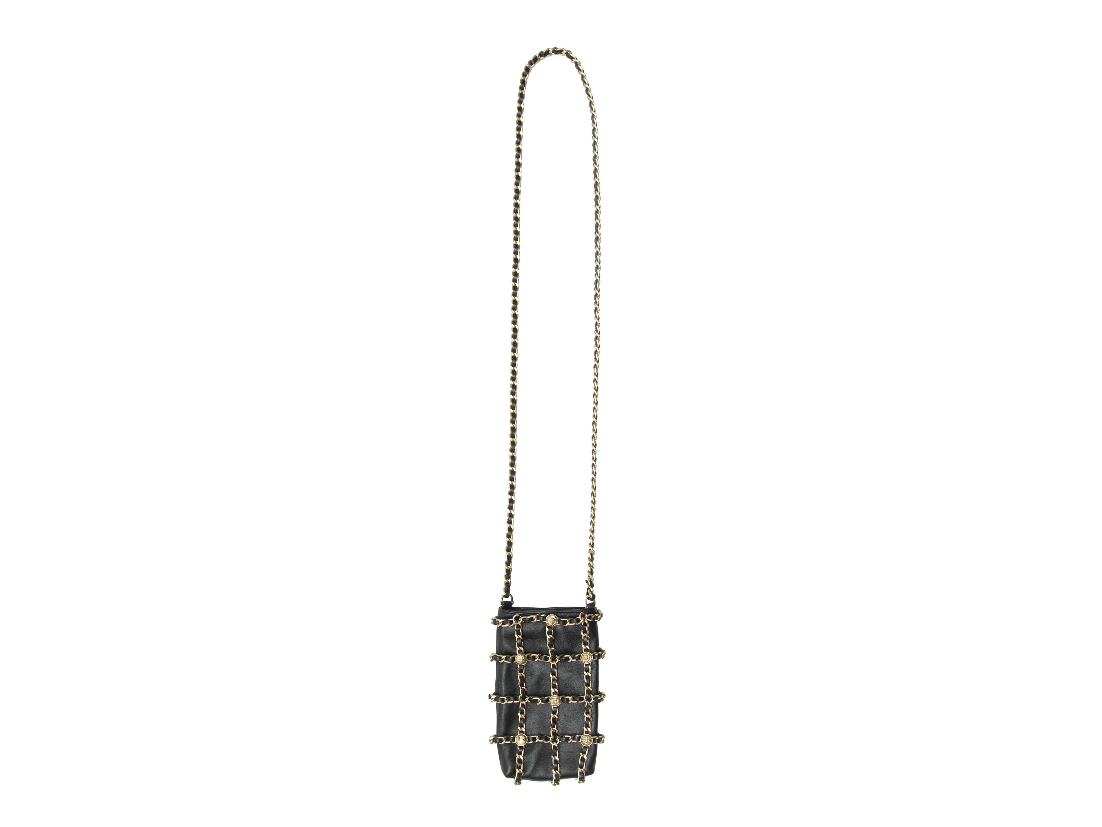 Women's Chanel Black Leather & Chain-Link Phone Bag