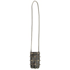 Chanel Black Leather & Chain-Link Phone Bag