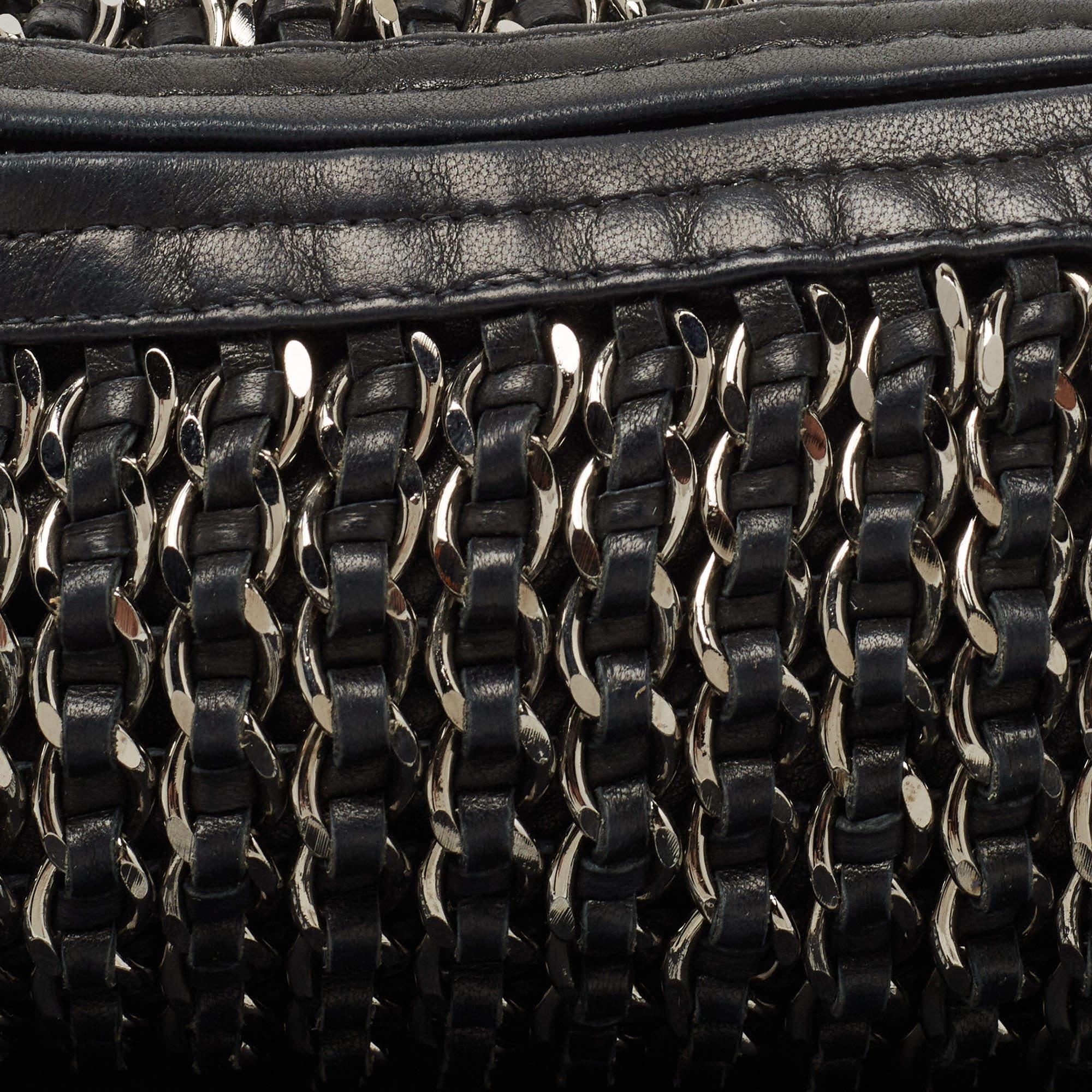 Chanel Black Leather Chain Links Barrel Clutch Bag 7