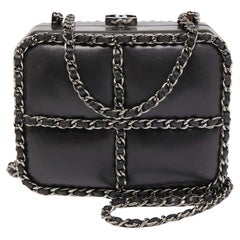 Chanel Black Leather Chain Me Box Chain Clutch