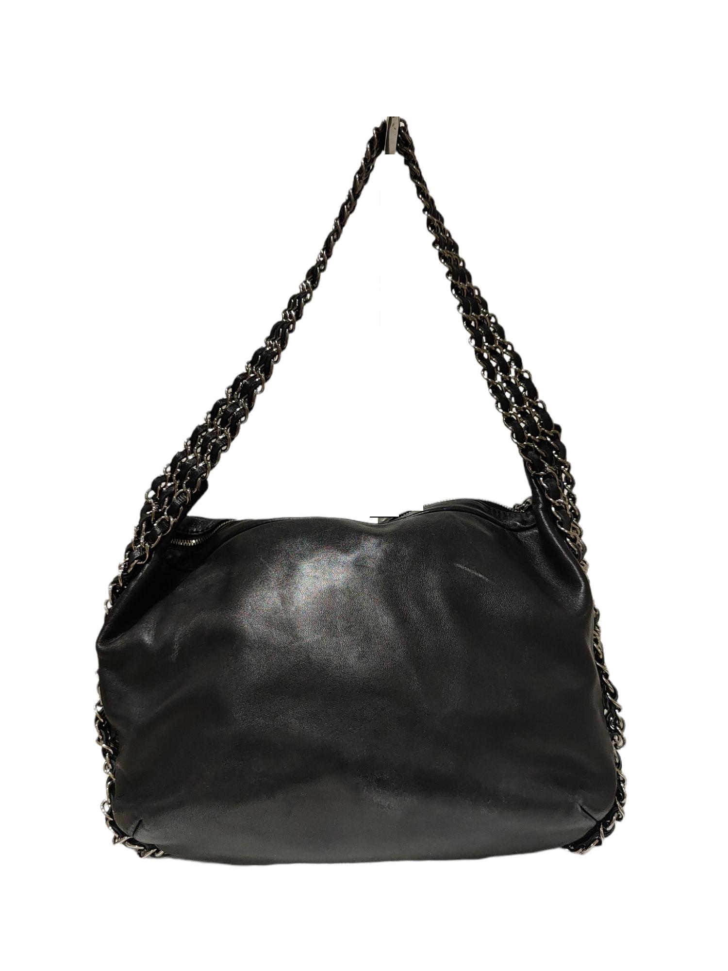 Chanel Black leather chain shoulder bag 2