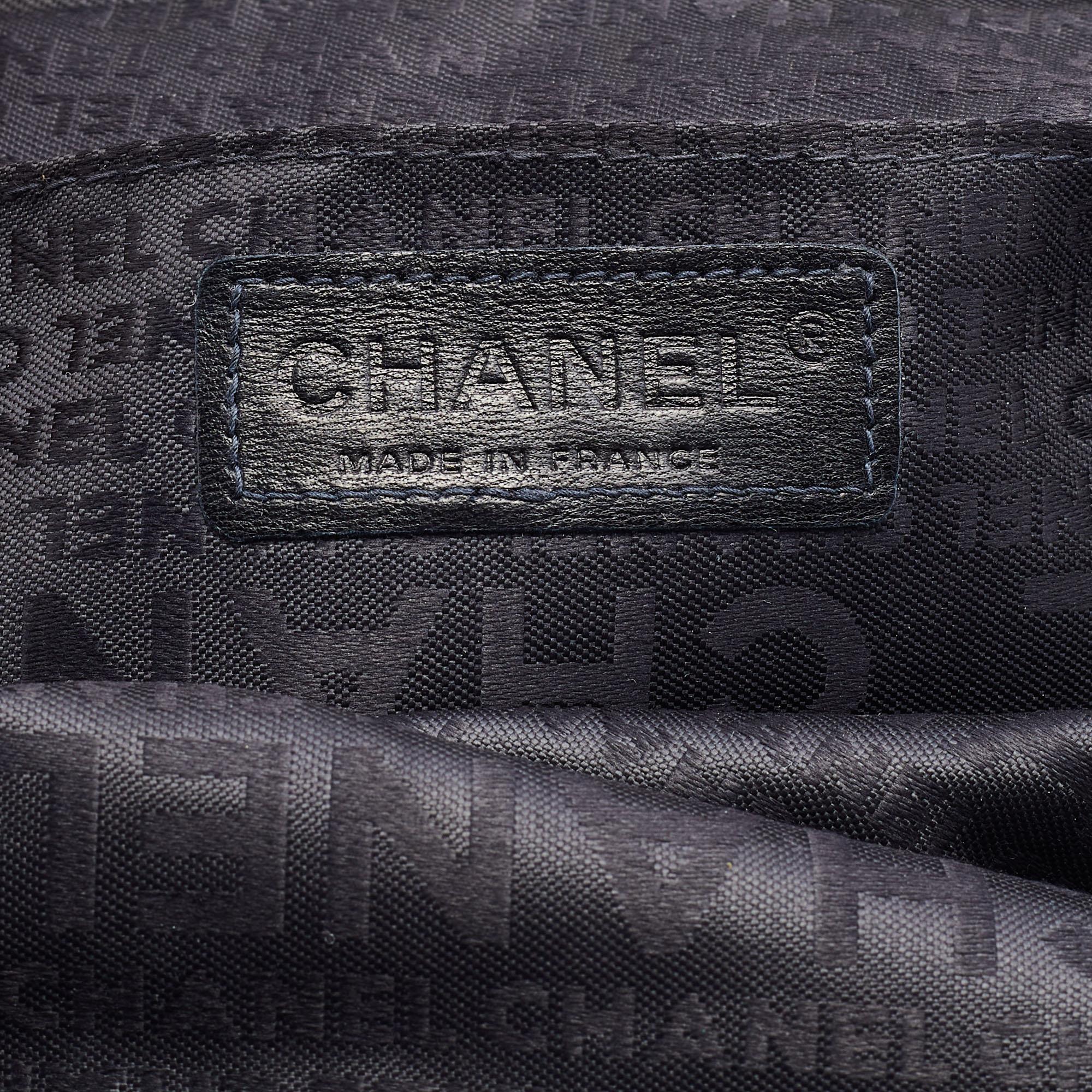 Chanel Black Leather Charm Chain Clutch 6