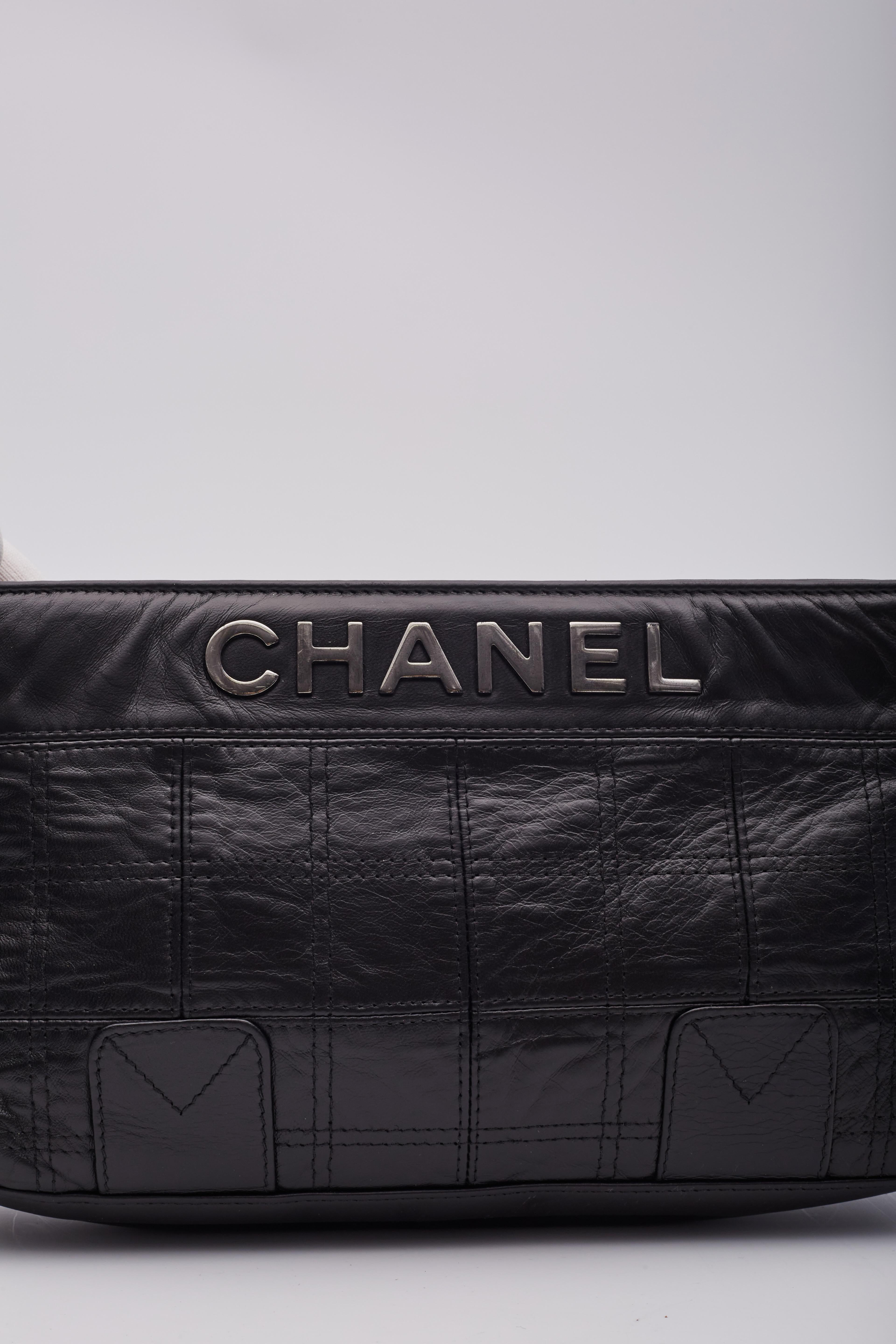 Chanel  Black Leather Choco Bar Shoulder Bag 3