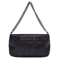 Chanel  Black Leather Choco Bar Shoulder Bag