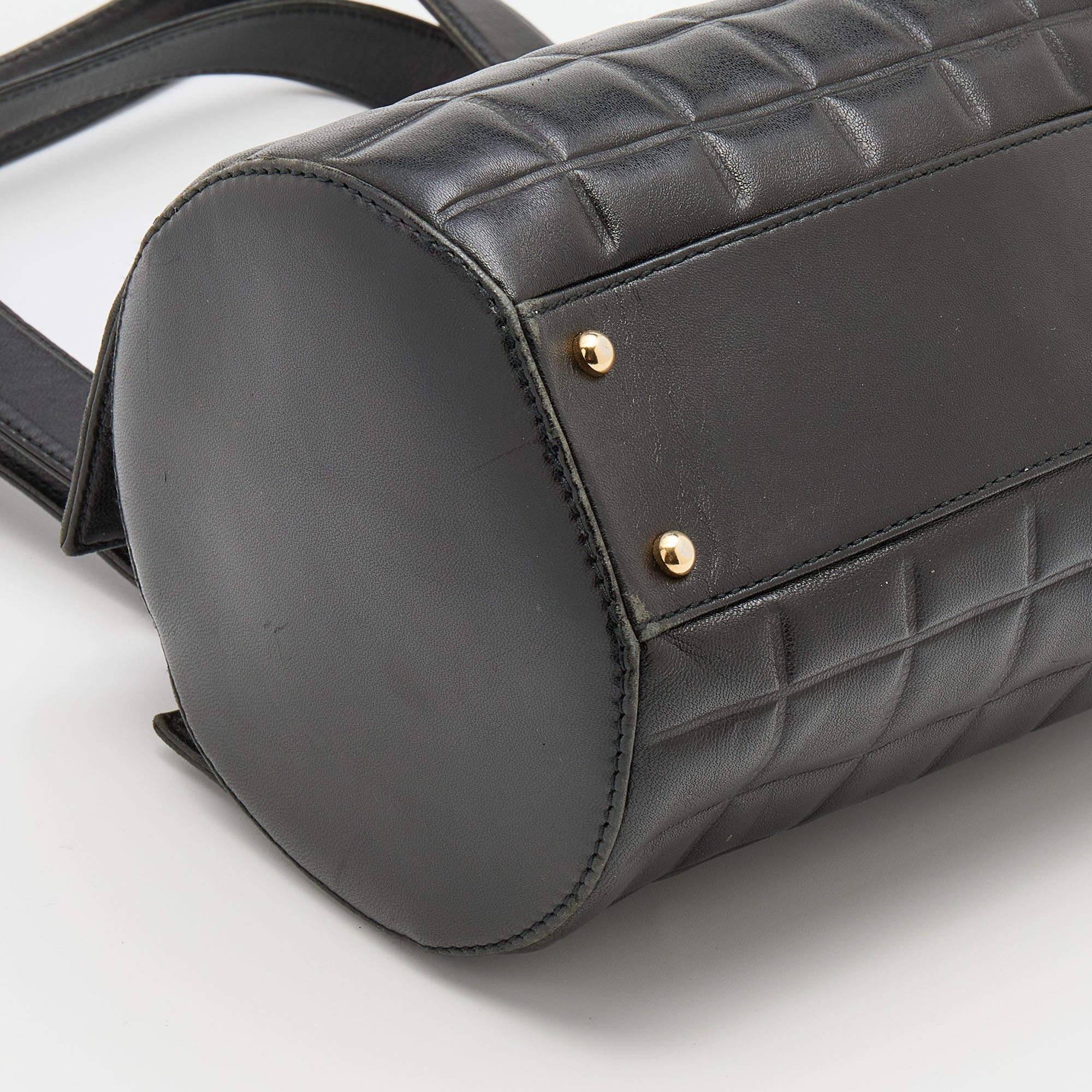 Chanel Black Leather Chocolate Bar Barrel Bag 4