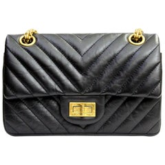 Chanel Black Leather Classic 2.55 Small Size Bag