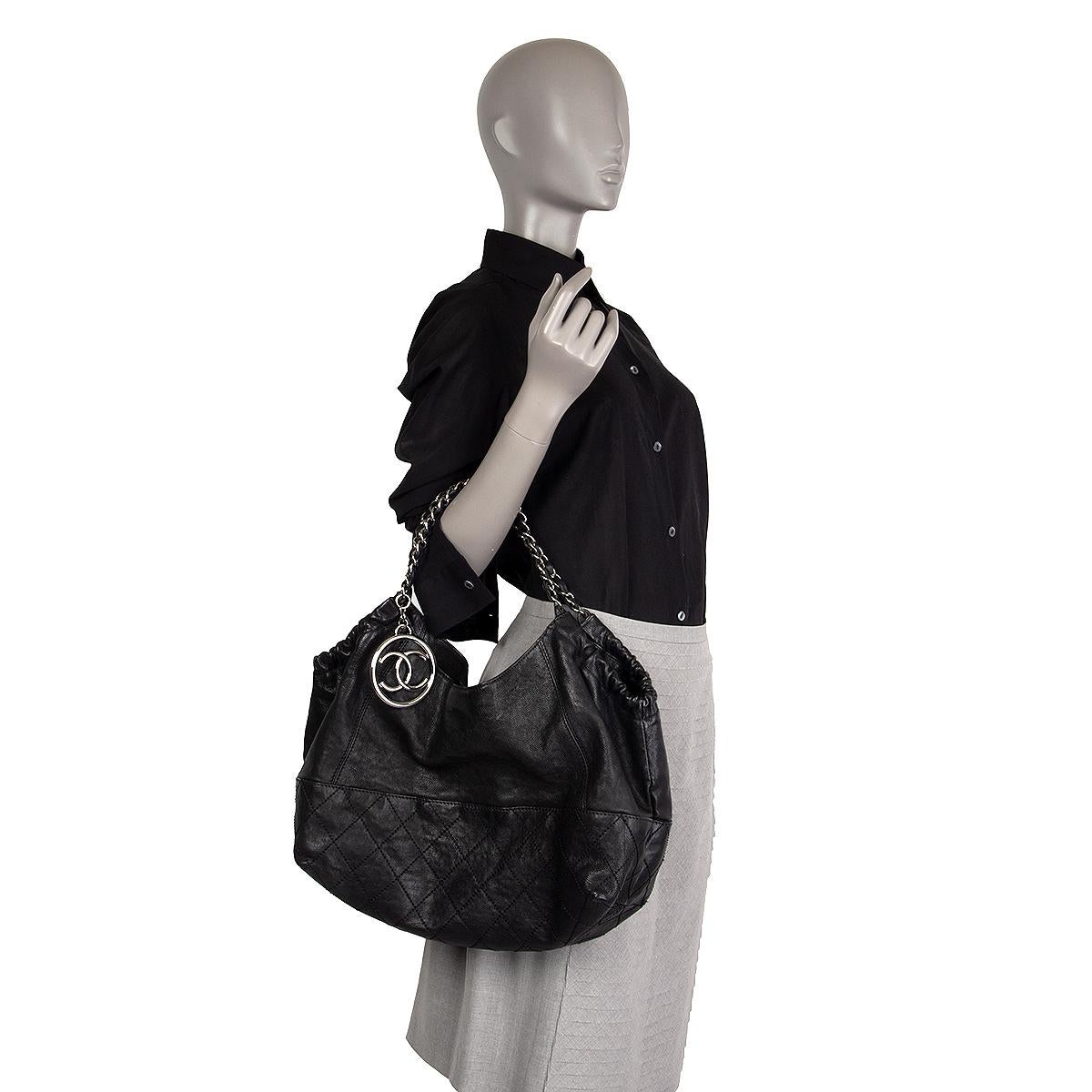 CHANEL black leather COCO CABAS Shoulder Bag 2