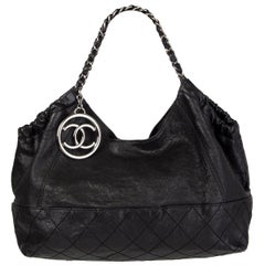 CHANEL black leather COCO CABAS Shoulder Bag