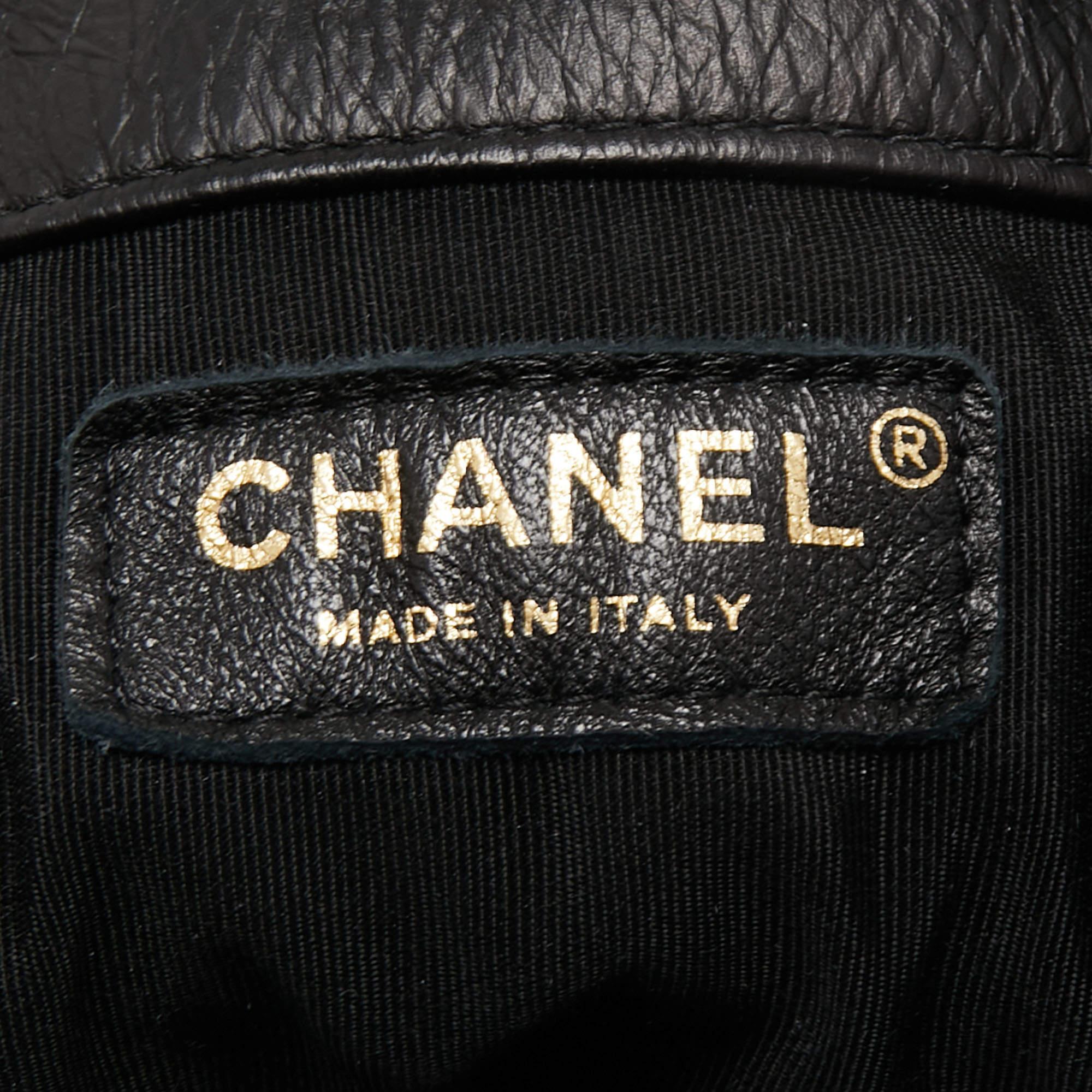 Chanel Black Leather Coco Pleats Drawstring Bag 1