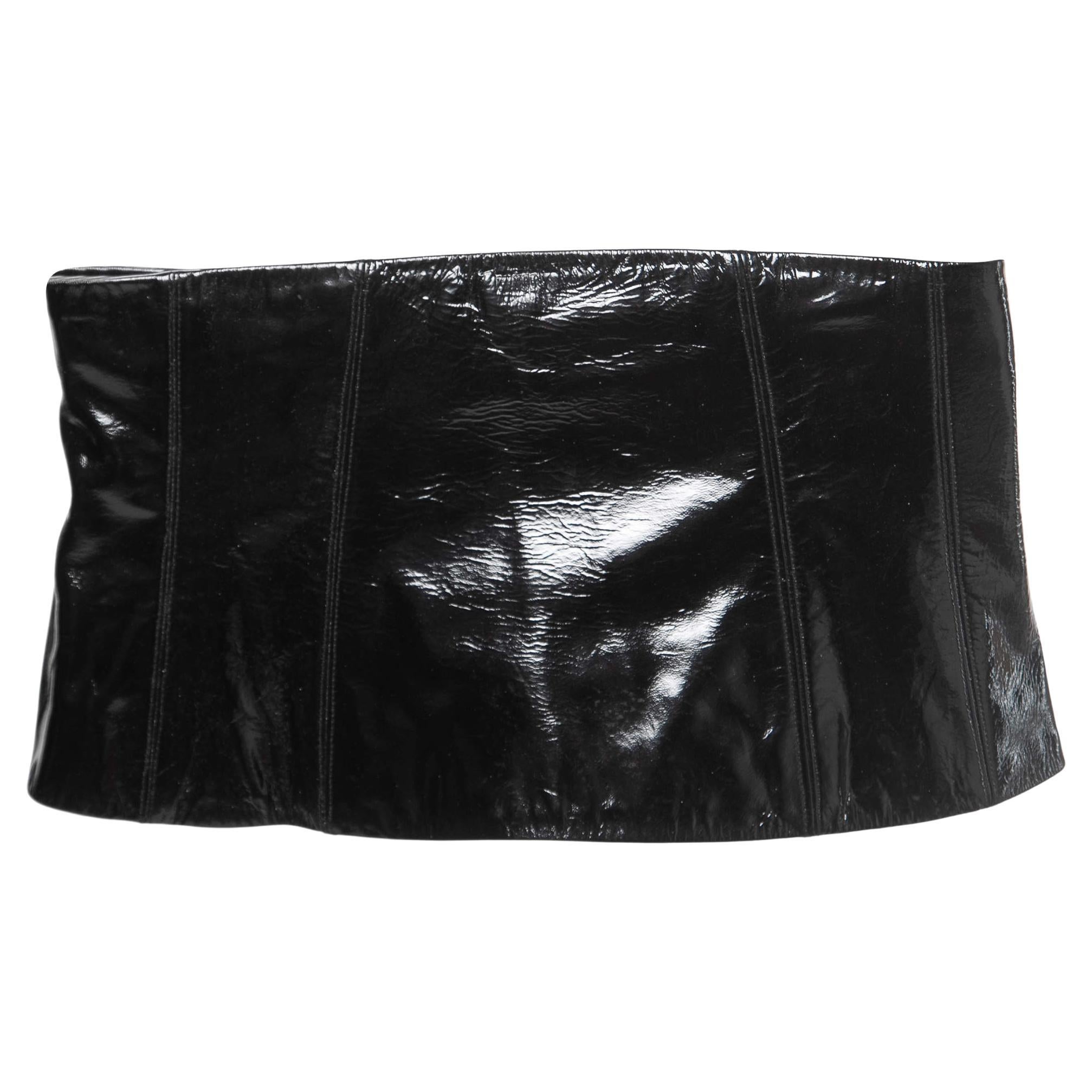 Chanel Black Leather Corset Belt M For Sale
