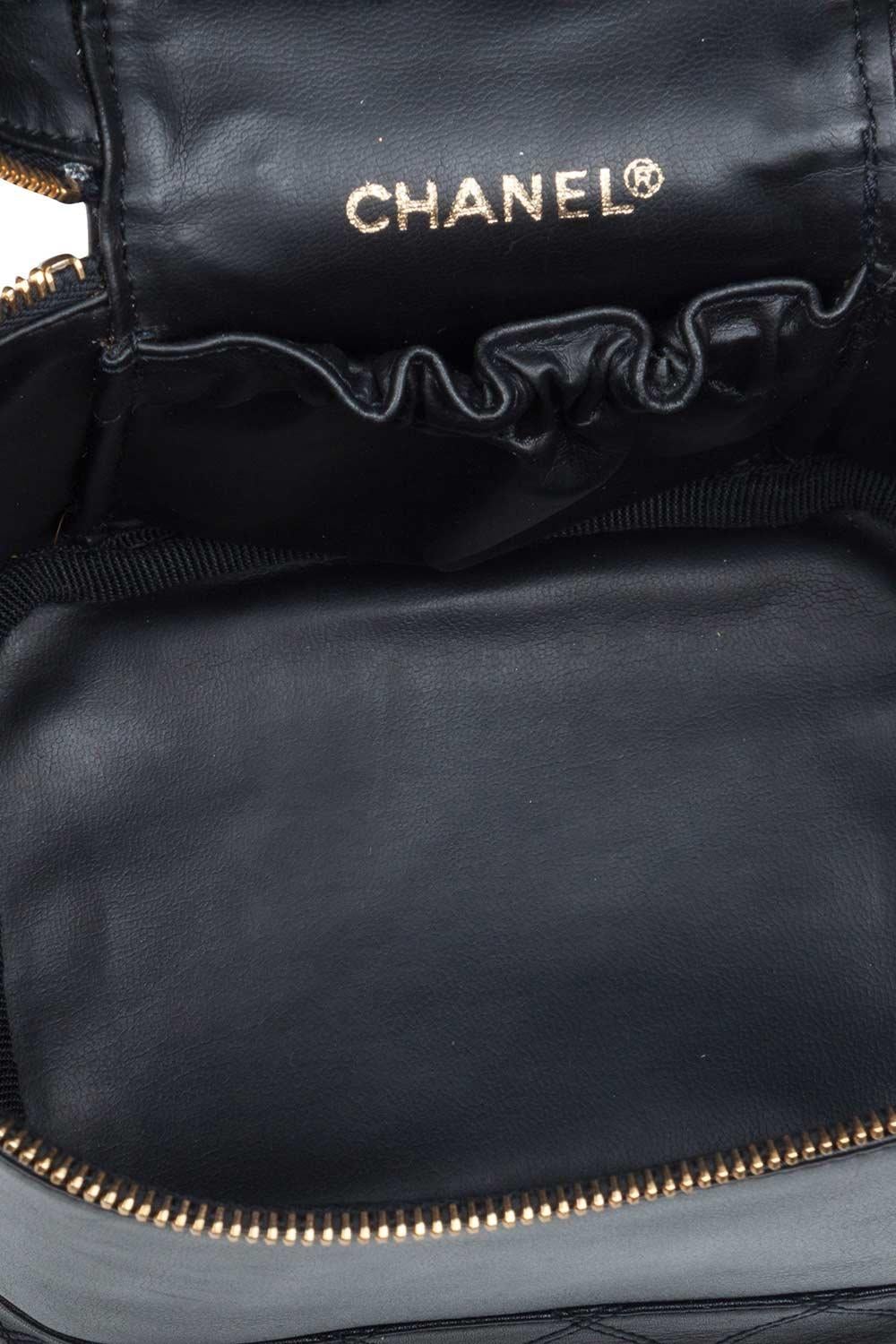 Women's Chanel Black Leather Cosmetic Vanity Bag