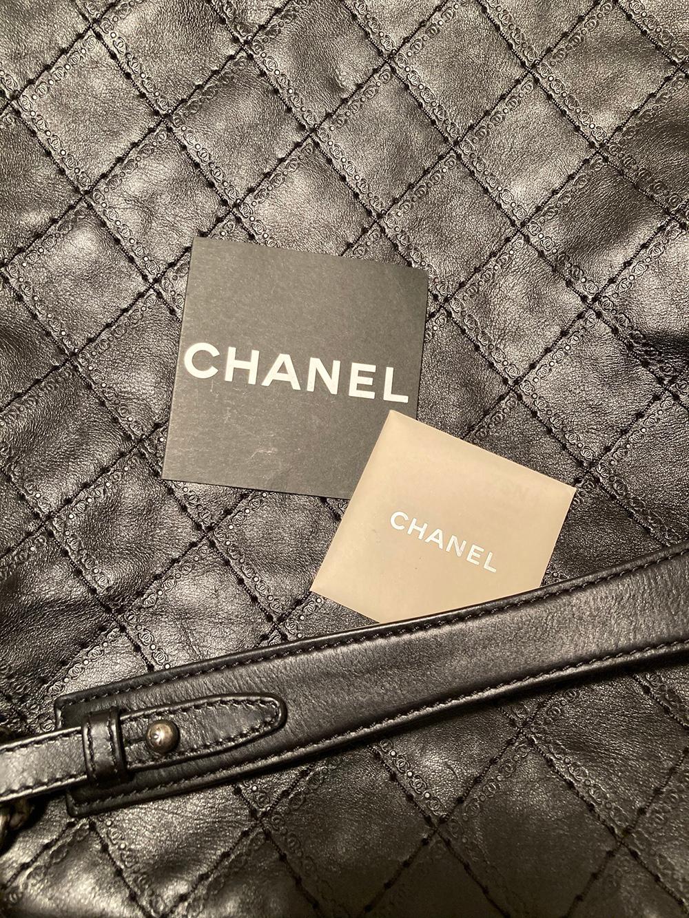 Chanel Black Leather Crave Tote Bag For Sale 2