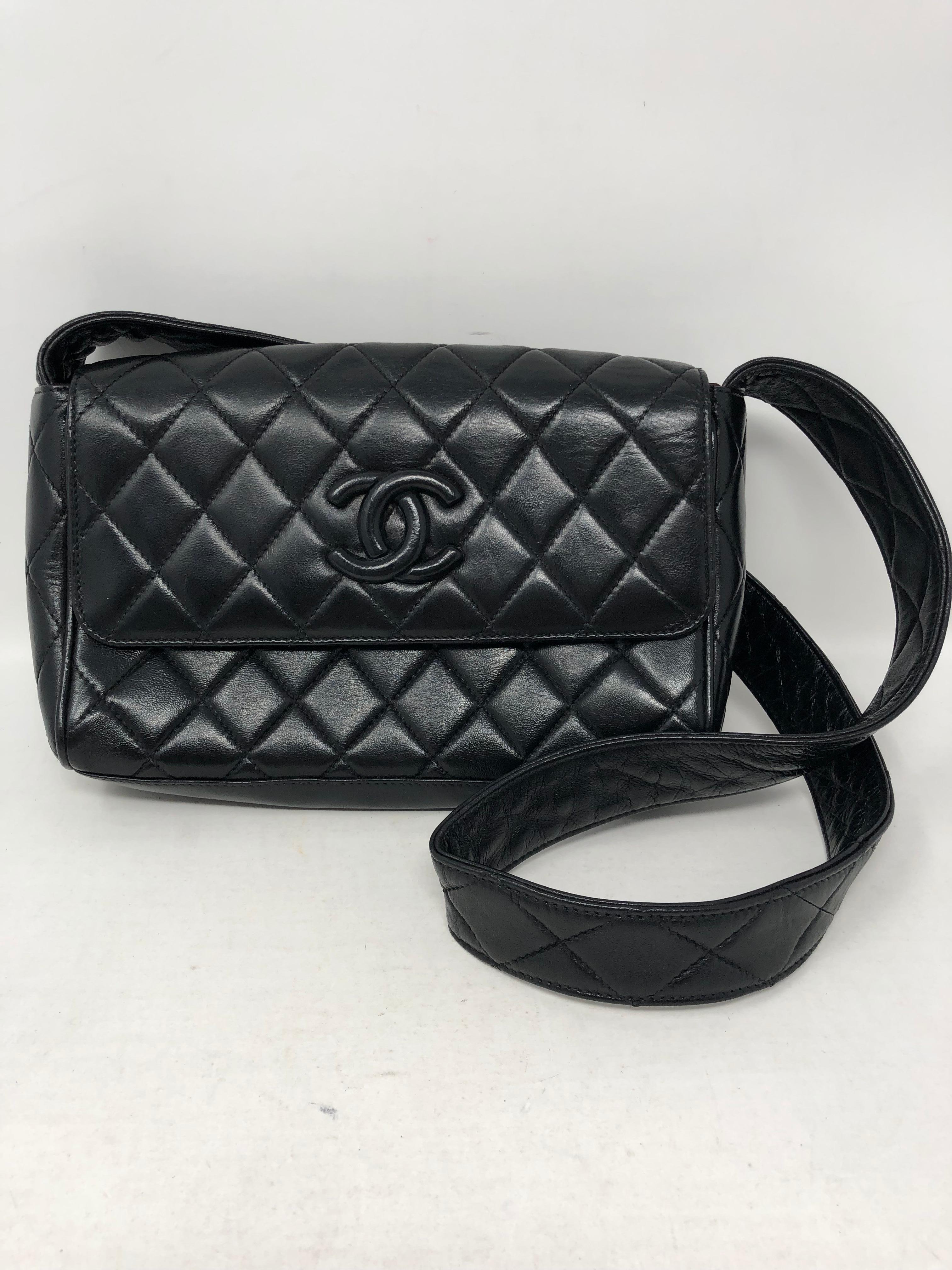 Women's or Men's Chanel Black Leather Crossbody Bag