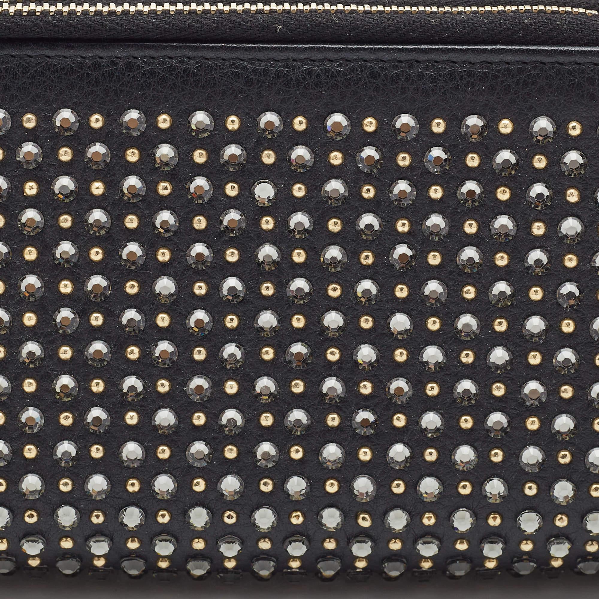 Chanel Black Leather Crystal Studded Bull Phone Holder 1