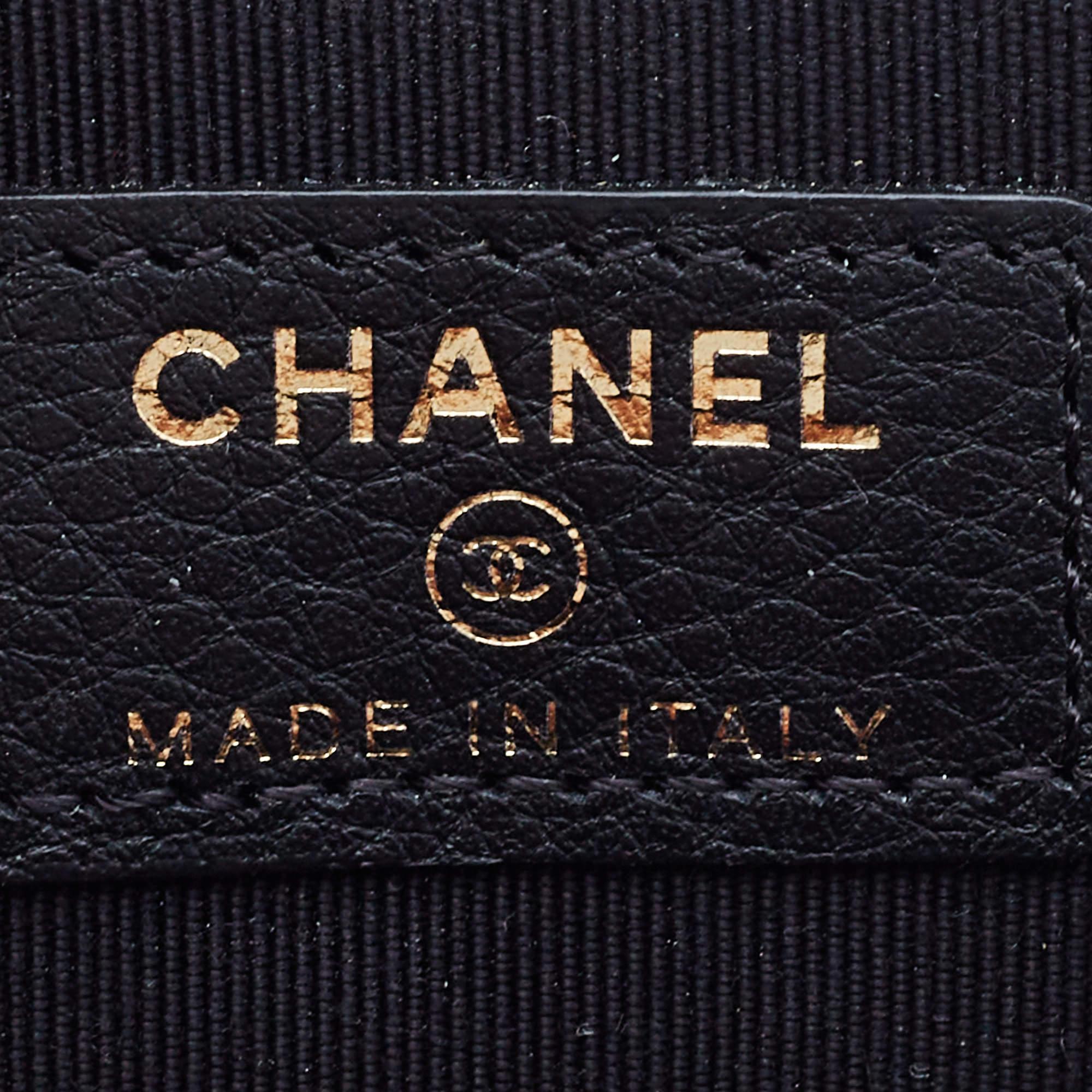 Chanel Black Leather Crystal Studded Bull Phone Holder 4