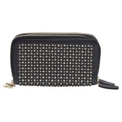 Chanel Black Leather Crystal Studded Bull Phone Holder