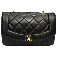 Vintage Chanel Black Leather Diana Shoulder Bag