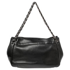 Chanel Black Leather Disc Accordion Flap Bag