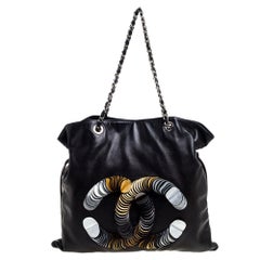 Chanel Black Leather Disc Bon Bon Bag