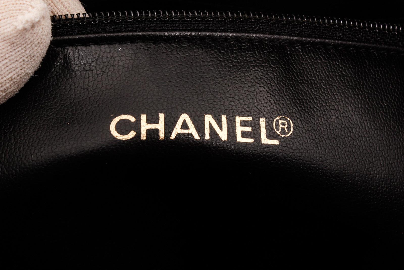 Chanel Black Leather Double Handle Tote Bag For Sale 1