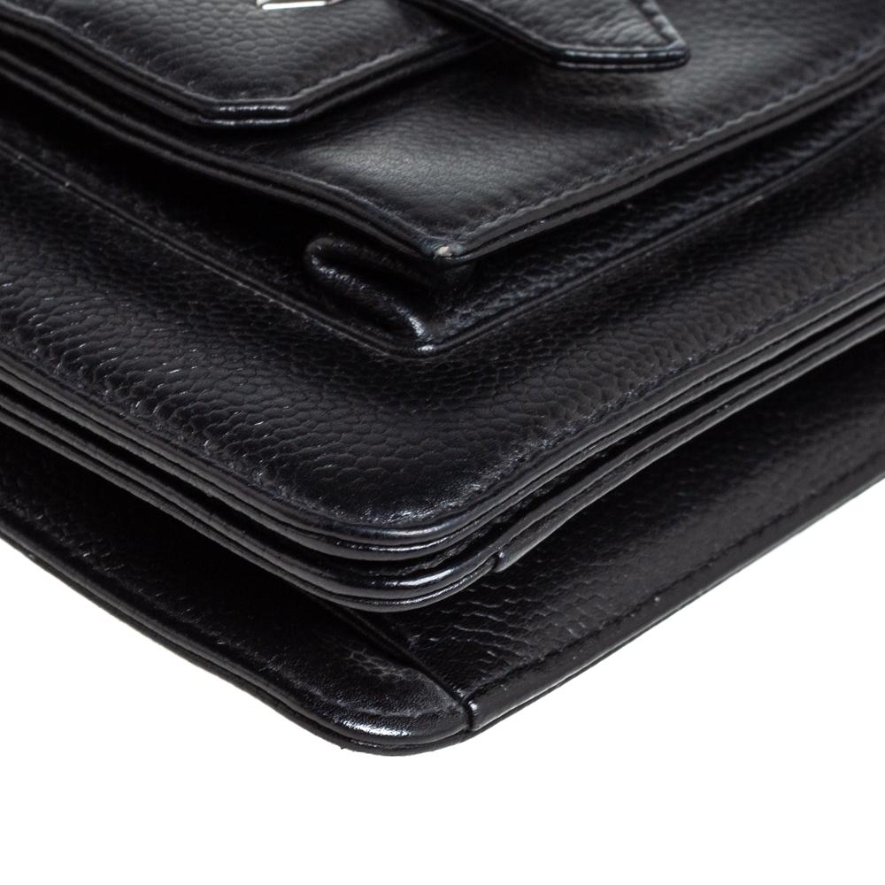 Chanel Black Leather Double Pocket Satchel 4