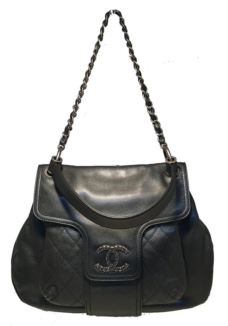 Chanel Black Leather Double Strap Shoulder Bag Tote Production Sample For Sale at 1stdibs