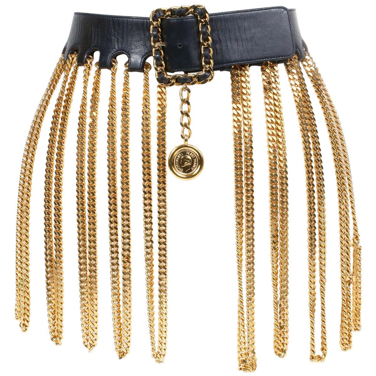 Drippn Chain Chanel Black Leather Dripping Chains Runway Belt For Sale at 1stDibs ...