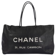 CHANEL black leather ESSENTIAL LARGE 31, RUE CAMBON Tote Bag