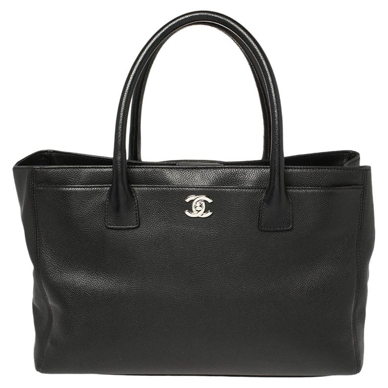 Chanel Black Leather Executive Cerf Tote at 1stDibs