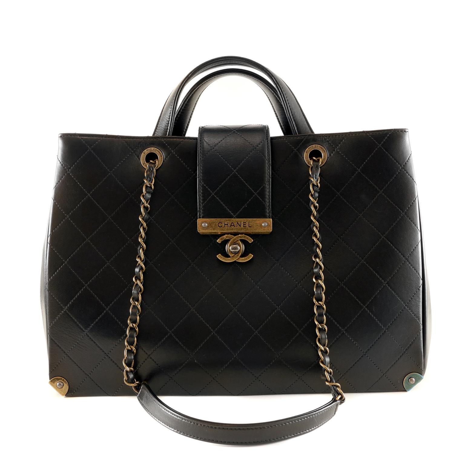 Chanel Black Leather Executive Shopper In Excellent Condition In Palm Beach, FL