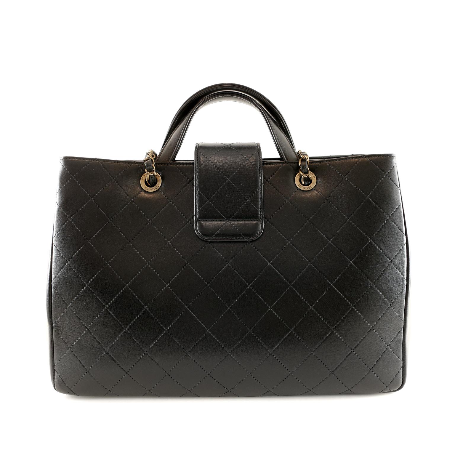 Women's Chanel Black Leather Executive Shopper
