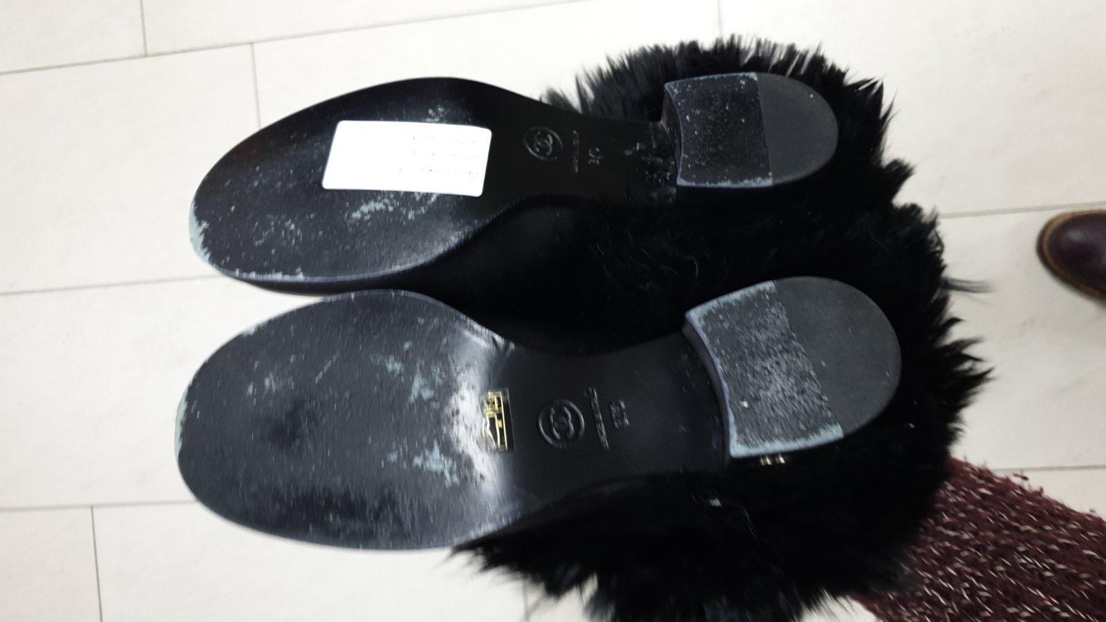 Chanel Black Leather Faux Fur Boots For Sale 6