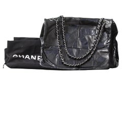 Chanel Black Leather Flap Logo Handbag