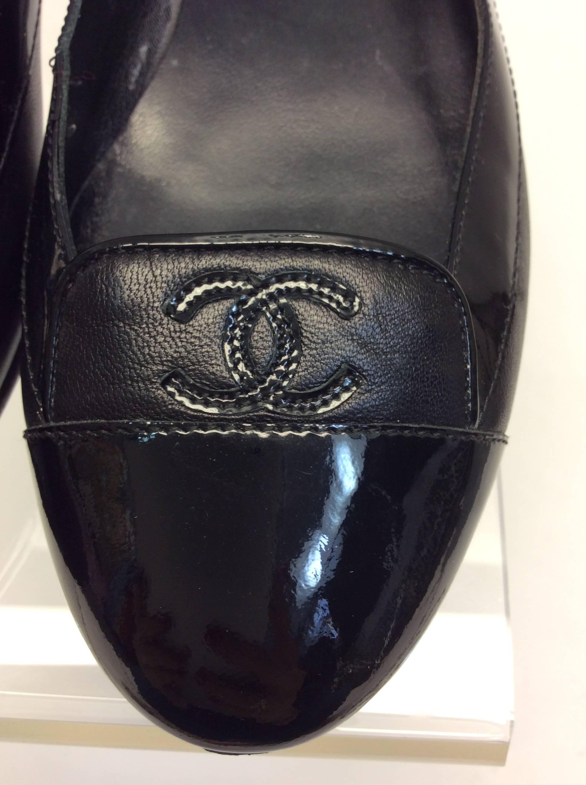 Chanel Black Leather Flats For Sale 2