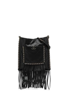 Chanel Black Leather Fringe Shopping Bag