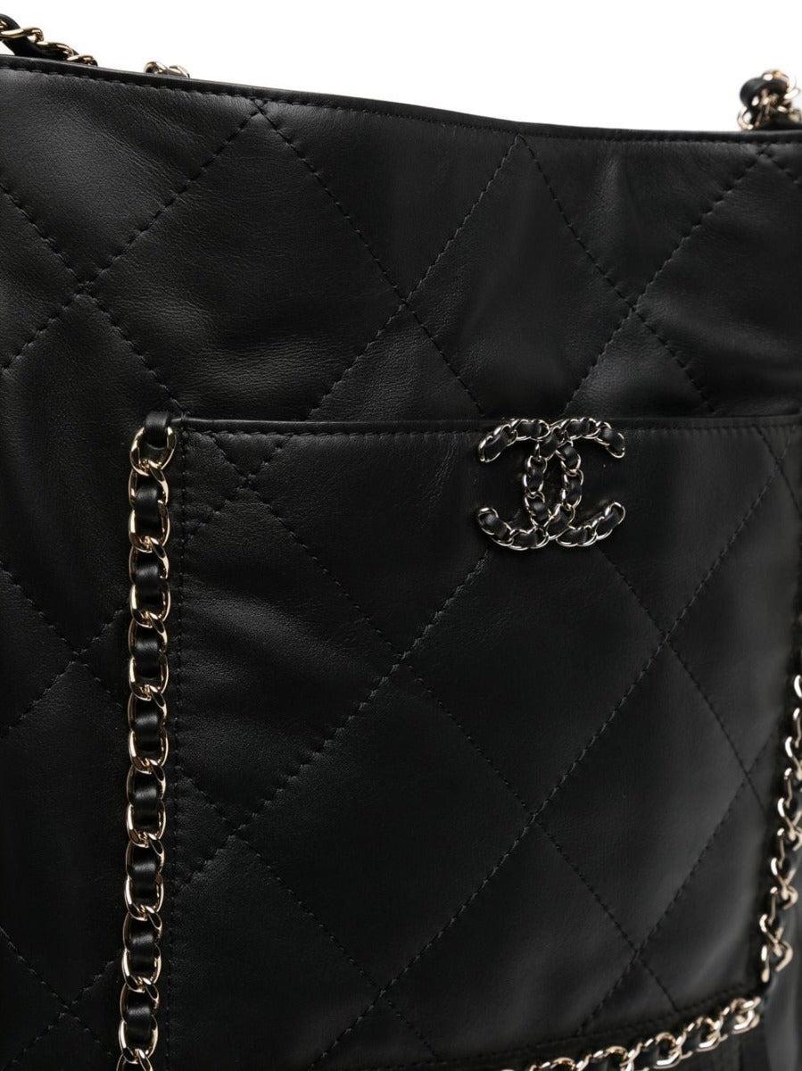 Chanel Black Leather Fringe Shopping Bag For Sale 1