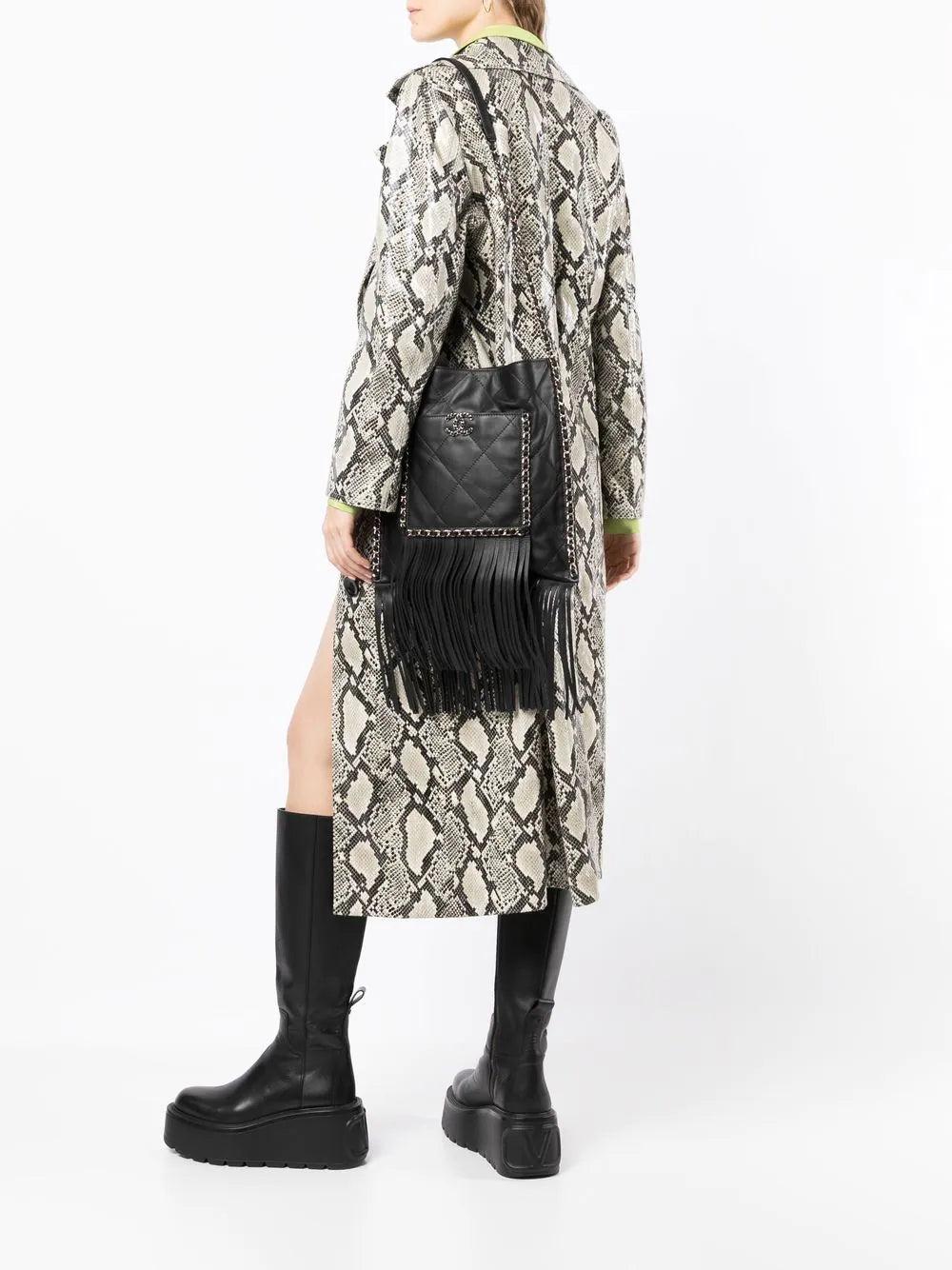 Chanel Black Leather Fringe Shopping Bag For Sale 2