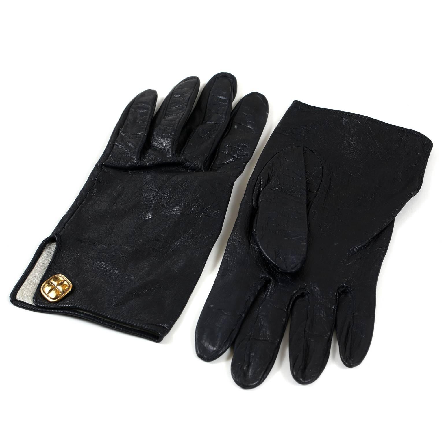 Chanel Schwarze Lederhandschuhe- Größe 7 1