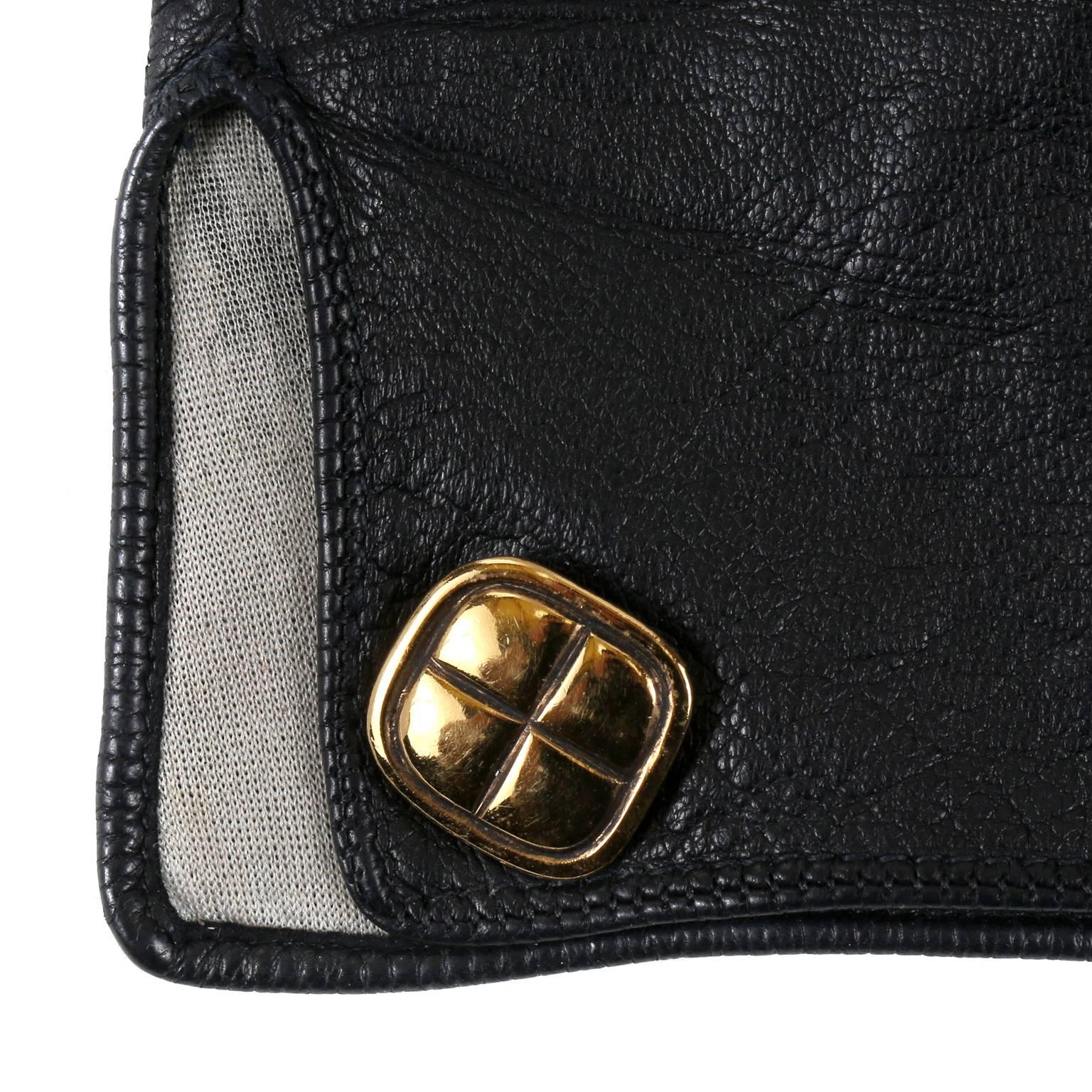 Chanel Schwarze Lederhandschuhe- Größe 7 2