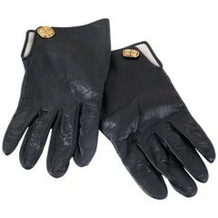 Gants en cuir noir Chanel - Taille 7